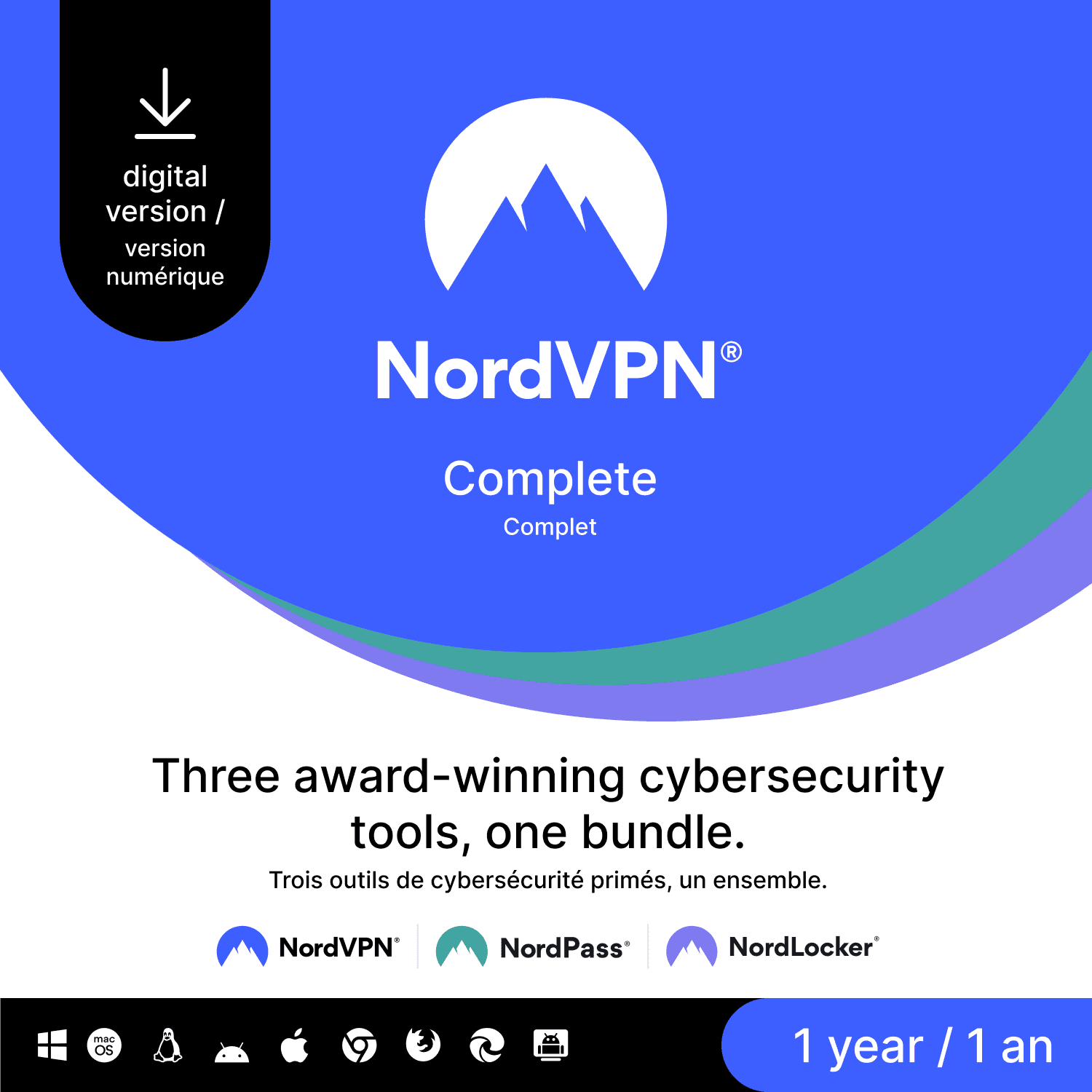 NordVPN Complete -  1-Year Cybersecurity Package (VPN, Password Manager, and Encrypted Cloud) [Digital Code]