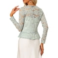 thumbnail image 3 of INSPIRE CHIC Women's Floral Lace Cardigans Tie Front Ruffled Hem Sheer Crop Bolero Shrug S Grey, 3 of 6