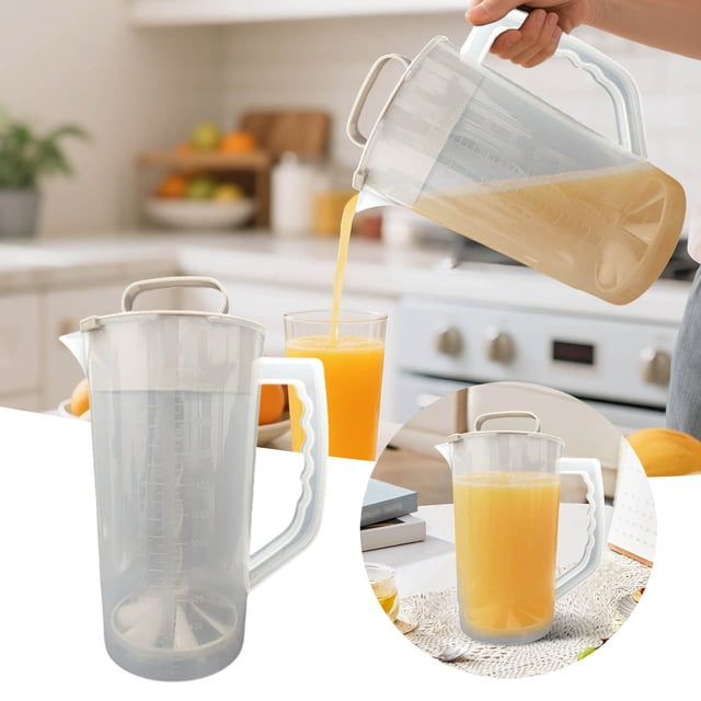 2000ml Mixing Pitcher For Beverages With Lid And Plunger Stirrer Wide Mouth Drink Container For Juice Tea Milk Lemonade