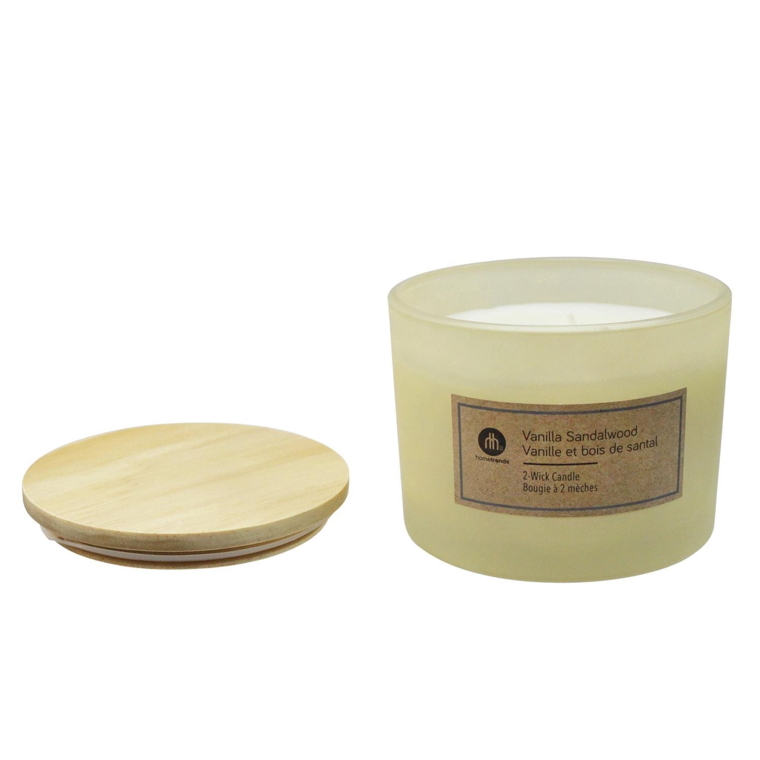 Hometrends 12oz Bougie parfumée à 2 mèches aux vanille et bois de santal en pot givré