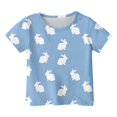 thumbnail image 3 of PMVFHDE Tenue de Pâques Fille T-Shirt Graphique de Pâques / Imprimé Lapin et Oeuf Manches Courtes Col Ras du Cou / T-Shirt de Fête en Coton Doux pour Tout-Petit / Tenue Décontractée Printemps Été Bleu, 4-5 Ans, 3 of 3
