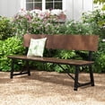 thumbnail image 4 of Costway 2 PCS 4-Person Bench with All-Weather HDPE Seat & Back Heavy-Duty Metal Support Brown, 4 of 9