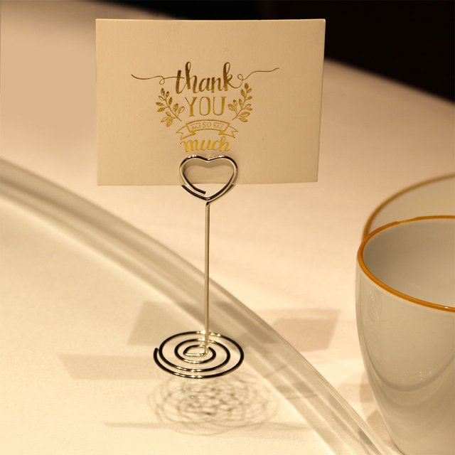 10 Pieces Table Number Stand Round Shape Metal Convenient Card Holder Centerpieces Paper Clamp Wedding Decoration Tabletop Decor Gold round