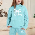 thumbnail image 2 of GDREDA Girls Sets 2 Piece Outfits Spring Children's Hoodie Set With Bow Print Mint Green,6-7years, 2 of 4