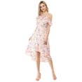 thumbnail image 3 of INSPIRE CHIC Robe Midi Évasée à Fleurs pour Femme à Bretelles Spaghettis Volantées S Rose, 3 of 7