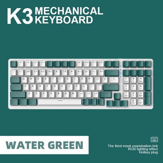 Clavier Mécanique K3 980 Jeux 100 Touches Hot-plug USB Filaire Clavier d'Ordinateur avec Rétroéclairage Vert Eau Rouge Axe