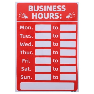 CHUANK Business Hours Sign Open Closed Hours Of Operation (Red)
