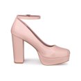 thumbnail image 3 of BLISSFUL STEP Escarpins à Talon Bloc pour Femmes Plateforme Bride à la Cheville Bout Rond Talon Rose 6, 3 of 7