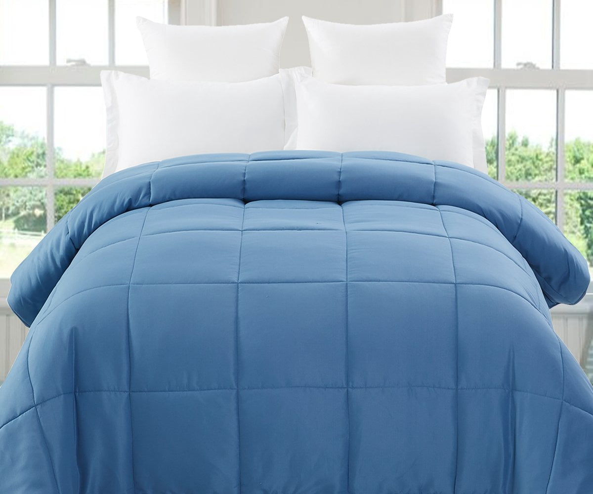 Revisable Down Alternative Comforter (Calm Blue / Grey, King) - All Season Comforter - by Natural Comfort