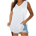 thumbnail image 1 of JGGSPWM Femmes Col en V Sans Manches Couleur Unie Décontracté Fluide Camisoles Débardeurs Chemises Blanc 2TG, 1 of 8