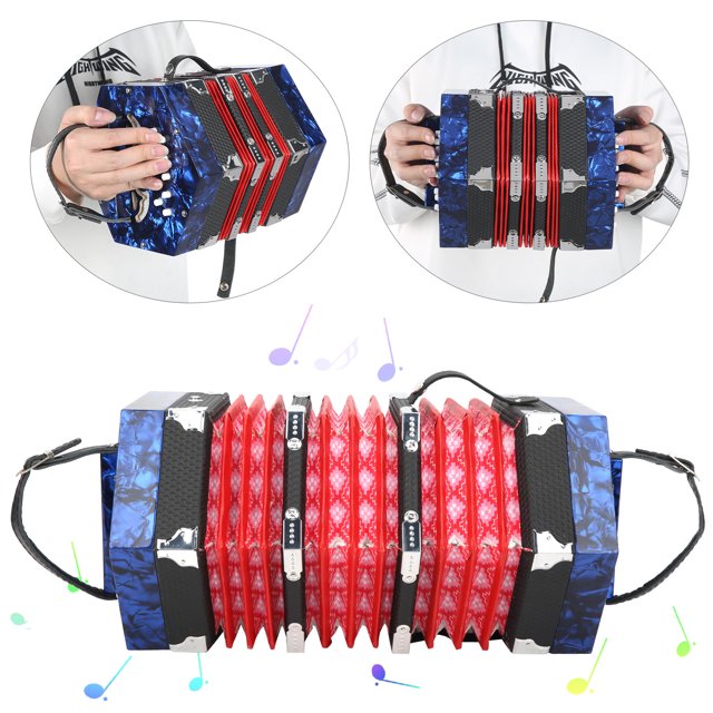 AMONIDA Concertina Instrument, Professional Portable Concertina Accordion, For Adults Children Beginner Toddlers