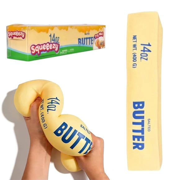 Giant Butter Squishy – Jumbo Squishy Butter Stick, Large & Mini Squeezy Butter Toy, 14oz Stress Relief Slow Rising Fun, Extra Large (14 Oz)