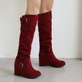 thumbnail image 5 of jsaierl Bottes Hautes Jusqu'au Genou pour Femmes d'Hiver Chaudes avec Boucle de Ceinture Semelle Compensée Chaussures Bottes Cavalières, 5 of 5