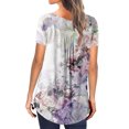 thumbnail image 3 of Tuniques pour Femmes à Manches Courtes Mode pour Femmes Col en V Tuniques à Imprimé Floral Boutons T-shirt à Manches Courtes, 3 of 6
