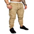 thumbnail image 5 of Men Solid Color Cargo Trousers  Loose Fit Drawstring Waist Long Pants, 5 of 5
