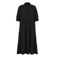 thumbnail image 4 of AherBiu Plus Size Maxi Dresses for Women Button up High Neck 1/2 Sleeve Ruched Ruffle Flowy Long Summer Dress, 4 of 6