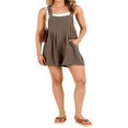 thumbnail image 2 of Mesase Women's Sleeveless Adjustable Strap Linen Short Overalls Jumpsuit, Solid Color, 1, 2 of 9