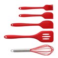 thumbnail image 3 of Lot de 5 spatules, ustensiles de cuisine en silicone résistant à la chaleur, résistant aux bâtons, fouet en silicone, brosse à huile, spatule pour la cuisson, la fabrication de gâteaux, rouge, 3 of 14