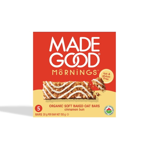 MadeGood Mornings Cinnamon Bun Soft Baked Oat Bars 5 bars