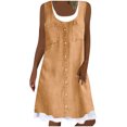thumbnail image 1 of FAIWAD Robe Boutonnée pour Femmes Col Ras du Cou Sans Manches Robe Trapèze Filles Été Décontractée Ample Midi Robe d'Été, 1 of 5