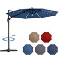 thumbnail image 4 of Costway 10ft Solar LED Cantilever Offset Patio Umbrella 360dgrees Rotation Aluminum Blue, 4 of 7