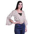 thumbnail image 3 of Moomaya Printed Womens Crop Top Wrap Style Top Wear Ruffle Long Sleeve Casual Summer Blouse, 3 of 5