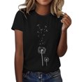 thumbnail image 1 of T-shirts à Motif Imprimé Pissenlit pour Femmes en Spandex à Col Rond à Manches Courtes T-Shirts pour Femmes T-Shirt Haut, 1 of 4