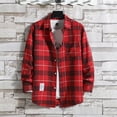 thumbnail image 3 of Ediodpoh Chemise Décontractée Imprimée pour Homme Automne/hiver à Manches Longues à Simple Col à Carreaux Rayée Chemise Chemises pour Hommes Rouge Melon D\'eau_001 L, 3 of 3