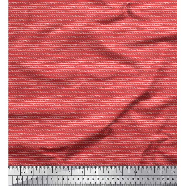 Soimoi Orange Rayon Fabric Stripe Hand Drawn Decor Fabric Printed Yard 42 Inch Wide