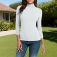 thumbnail image 2 of Women's Mock Neck Shirt 2025 - 3/4 Sleeve Slim Fit | Basic Layering Tee, 2 of 9