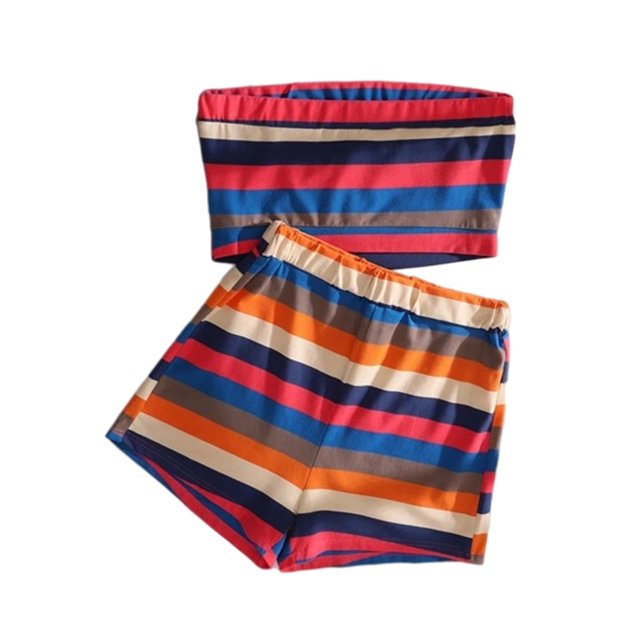 LUXUR Ensembles de Détente pour Femmes Vêtements de Nuit Sans Manches Pyjamas Amples Rayés Style F L