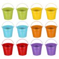 thumbnail image 1 of Small Metal Buckets with Handle Mini Galvanized Bucket Colorful Easter Buckets Green/Yellow/Orange/Blue/Red/Purple 5"x4.7" 12 Pcs, 1 of 6