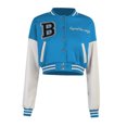 thumbnail image 2 of Women Varsity Jacket Long Sleeve Cropped Baseball Jacket Bomber Coats, 2 of 5