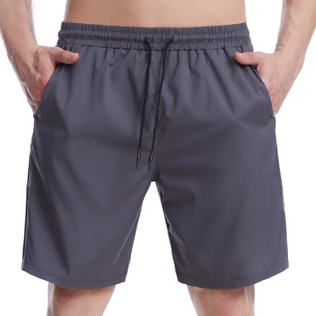 RKSTN Mens Shorts Summer Fashion Solid Color Pockets Beach Sports Running Shorts Gym Workout Quick Dry Training Shorts