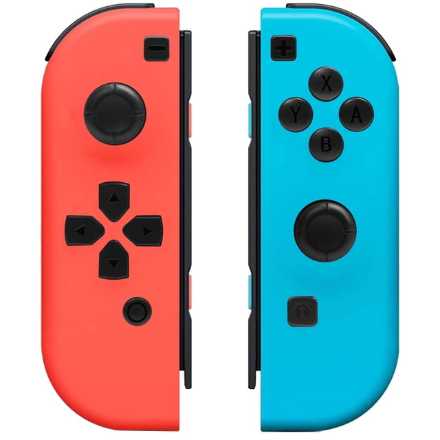 Switch Controller for N-Switch, a gaming accessory with a red and blue design, dual vibration motors, and a 6-axis gyro sensor for precise motion control. Features one-click screenshot and wake-up functions, compatible with Nintendo Switch and Switch OLED consoles.