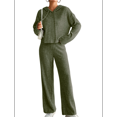 thumbnail image 3 of Womens Lounge Sets 2 Piece Matching Pajamas Fall Fashion Ribbed Knit Outfits Long Sleeve Casual Sweatsuits Green M, 3 of 8