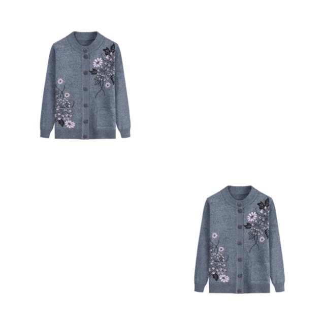 Youkk Middle-Aged And Elderly Sweater Exquisite Workmanship And Wide Application Warm Middle-aged Clothes grey 2Set