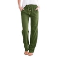 thumbnail image 1 of Plus Size Solid Straight Leg Pants for Women High Waist Comfortable Elastic Drawstring Casual Trousers, 1 of 5