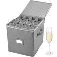 thumbnail image 2 of LotFancy Champagne Flute Storage Container, Hard Shell, Stackable, 12" Tall Wine Glass Storage Box with Dividers & Handles, Stemware, Crystal Glassware, Drinkware Case for Moving,, 2 of 8