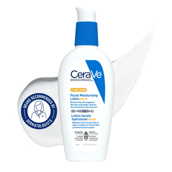 CeraVe Lotion Hydratante AM FPS 30, Hydratant Visage Quotidien avec Céramides et Écran Solaire, 89 ml