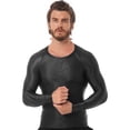 thumbnail image 1 of Jhaoyu Men's Glossy Long Sleeve Compression Shirts Athletic Workout Sports Rash Guard Undershirt Black L, 1 of 6