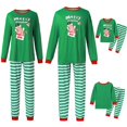 thumbnail image 1 of Ensembles de Pyjamas Assortis pour la Famille, Hauts à Rayures Lettres Cerf de Vacances, Pantalons, 1 of 8