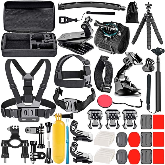 GoPro Accessoires Trousse d'Accessoires Caméra d'Action 50-en-1, Compatible avec GoPro Hero10/Hero9/Hero8/Hero7, GoPro Max, GoPro Fusion, Insta360, DJI Osmo Action, AKASO, APEMAN, Campark, SJCAM