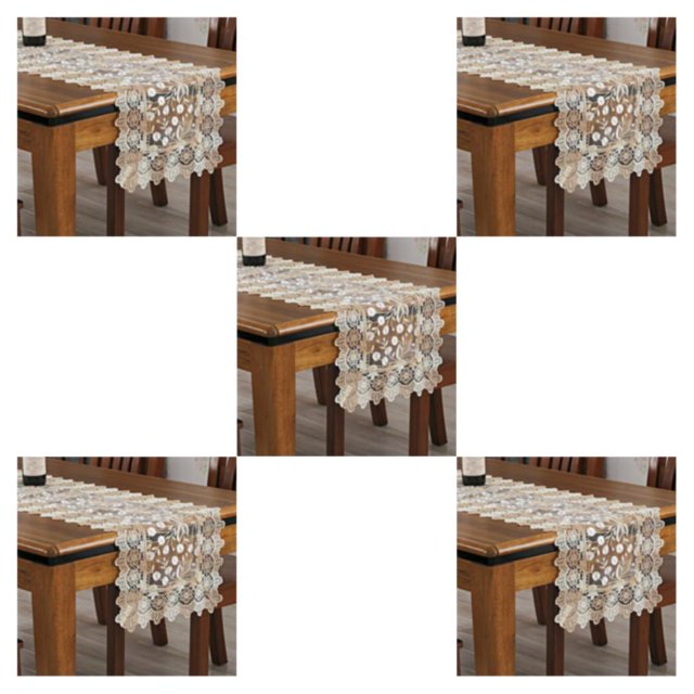 relayinert Comfortable Crochet Lace Table Runner For Easy Care Wedding Easy Wash Fitting light coffee 40*120cm 5Set