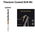 thumbnail image 1 of 1 Pcs HSS High Speed Steel Titanium Coated Drill Bit Set 1/4 Hex Shank 4.8mm, 1 of 5