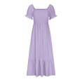 thumbnail image 4 of SMihono Robe Bohème d'Été pour Femmes Grande Taille Mode Décontractée d'Été Col Carré Uni Manches Courtes Femmes Robe pour Femmes Longues Robes, 4 of 8