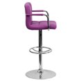 thumbnail image 3 of Contemporary Purple Quilted Vinyl Adjustable Height Barstool with Arms and Chrome Base, 3 of 9