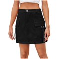 thumbnail image 2 of SDNall Womens Fashion Solid Color Elastic Waist Cowboy Cargo Skirt, 2 of 9