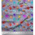 thumbnail image 1 of Soimoi Polyester Crepe Fabric Dot,Octopus & Jellyfish Ocean Printed Craft Fabric by The Yard 52 Inch Wide, 1 of 3