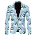 thumbnail image 1 of Men Christmas Snowflake Santa Tuxedo Buttons Printed Pocket Lapel Button Men Suits Slim Fit 3 Piece Suit Jacket Suit, 1 of 5